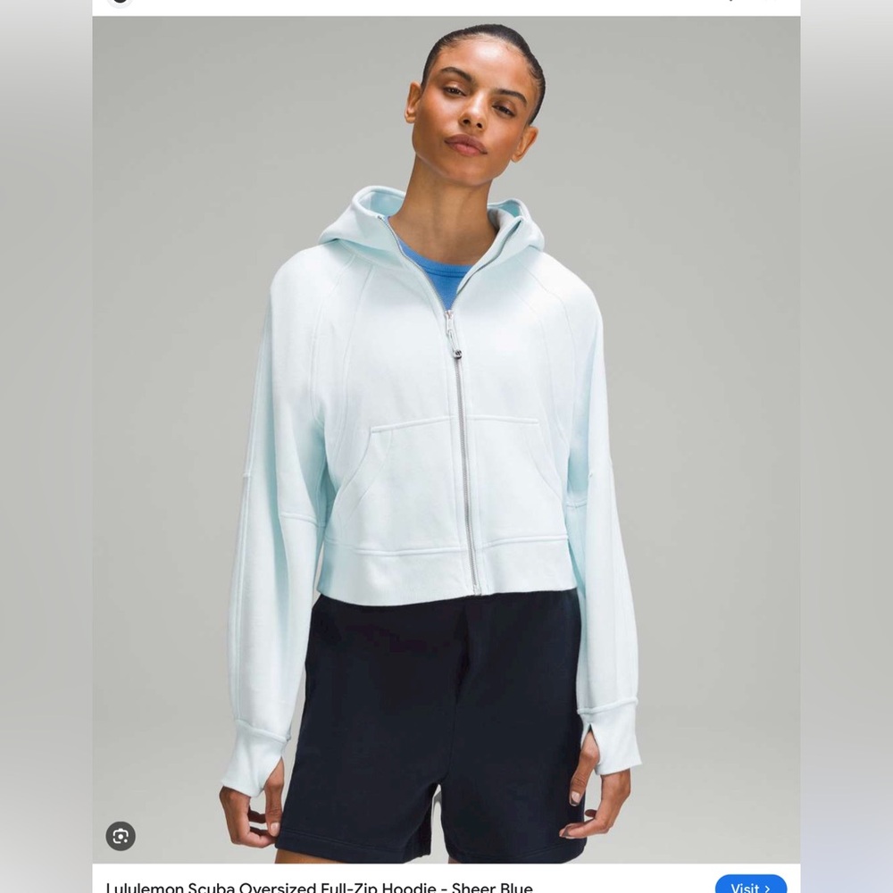Lululemon Sheer Blue full Zip Scuba M/L